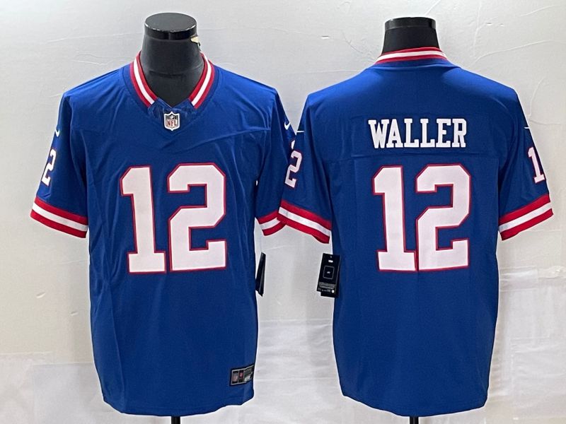 Men New York Giants #12 Waller Blue Nike Vapor Limited 2023 NFL Jerseys